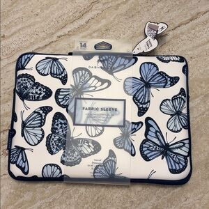 Dabney Lee Blue Butterfly Fabric Sleeve for Laptop Computers